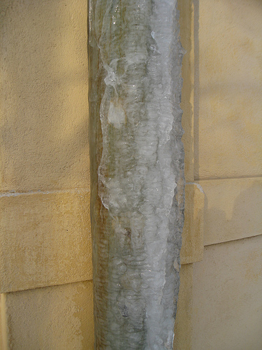 A frozen water pipe; photo courtesy Theo Schmidt